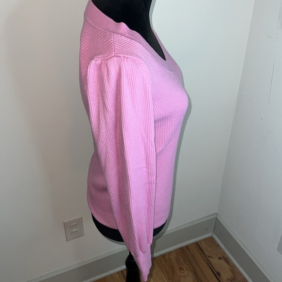 LOFT‎ ribbed sweater puff long sleeves round neckline sz M - Picture 2 of 7